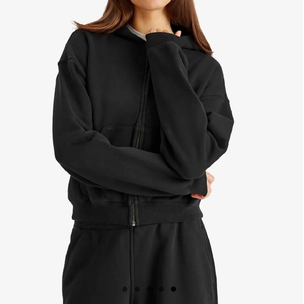 SKIMS *NWT VINTAGE FLEECE ZIP UP HOODIE | COLOR: WASHED ONYX | SIZE: L - Picture 5 of 12